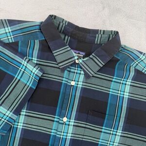 Patagonia Mens Short Sleeve Plaid Button Down Shirt Organic Cotton Size XL